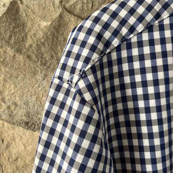 Kirkland Blue Gray and White Gingham Button Down Shirt size Large 16-16.5 32/33 - Picture 6 of 15